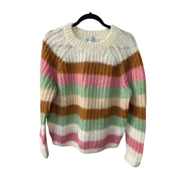& Other Stories SMALL chunky Knit Color Block Stripe Sweater Mohair Blend - Picture 6 of 12